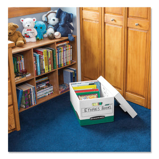 R-KIVE Heavy-Duty Storage Boxes, Letter/Legal Files, 12.75" x 16.5" x 10.38", White/Green, 12/Carton - 