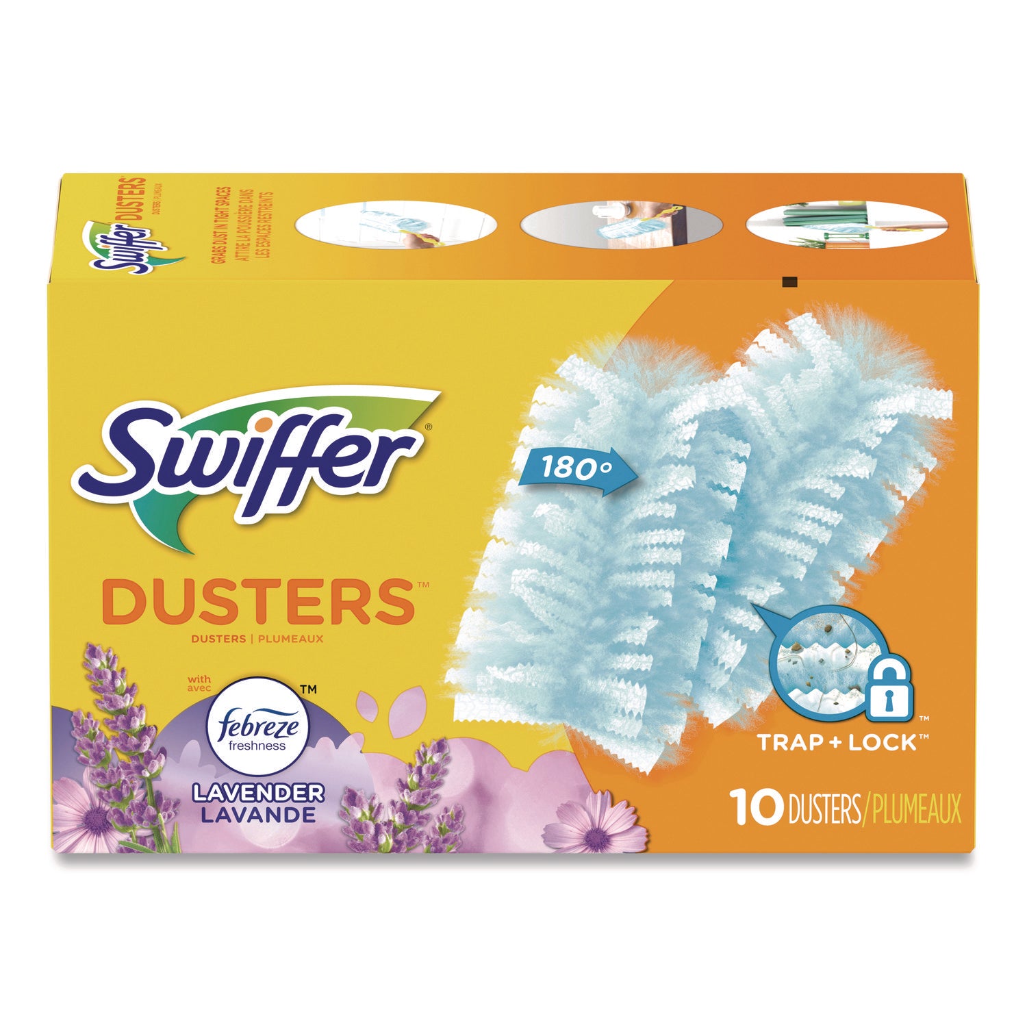Refill Dusters, DustLock Fiber, Light Blue, Lavender Vanilla Scent,10/Box,4 Boxes/Carton