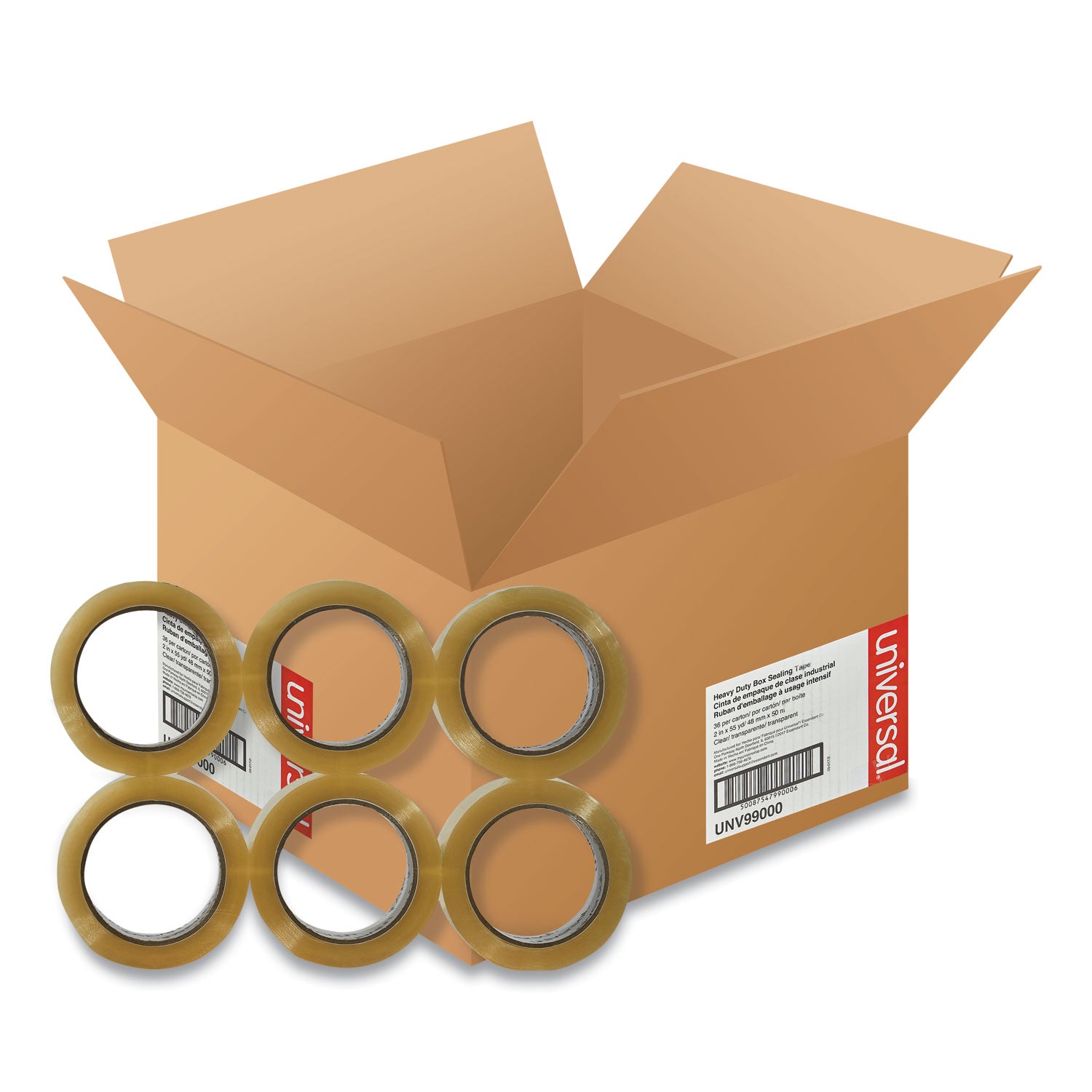 Heavy-Duty Box Sealing Tape, 3" Core, 1.88" x 54.6 yds, Clear, 36/Box - 