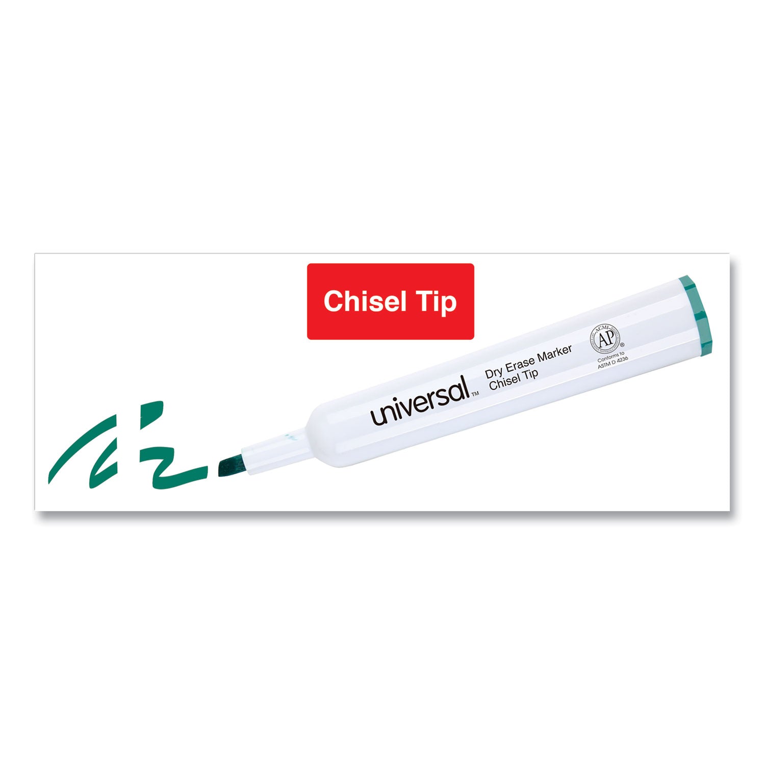 Dry Erase Marker, Broad Chisel Tip, Green, Dozen - 