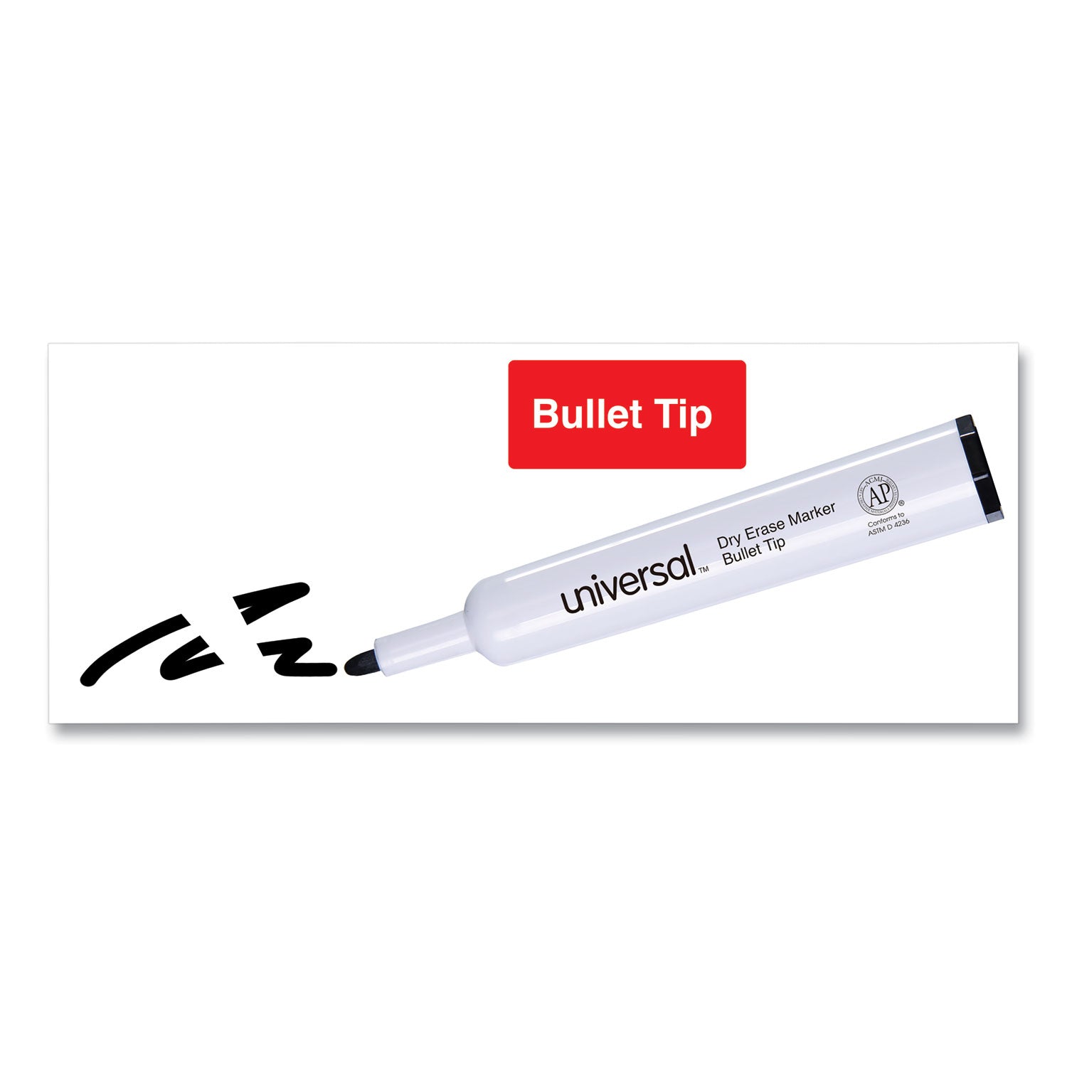 Dry Erase Marker, Medium Bullet Tip, Black, Dozen - 