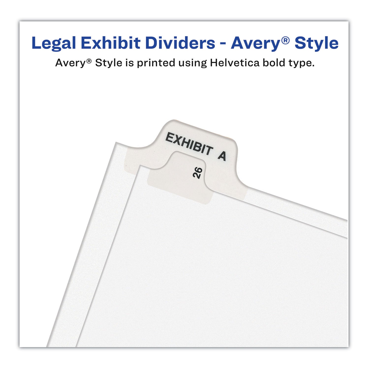 Preprinted Legal Exhibit Side Tab Index Dividers, Avery Style, 26-Tab, P, 11 x 8.5, White, 25/Pack, (1416) - 