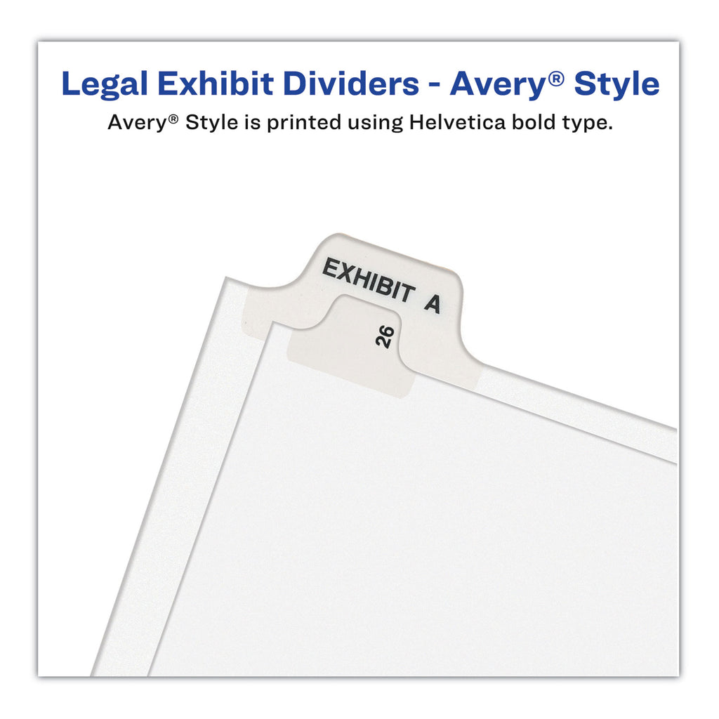Preprinted Legal Exhibit Side Tab Index Dividers, Avery Style, 26-Tab, J, 11 x 8.5, White, 25/Pack, (1410) - 
