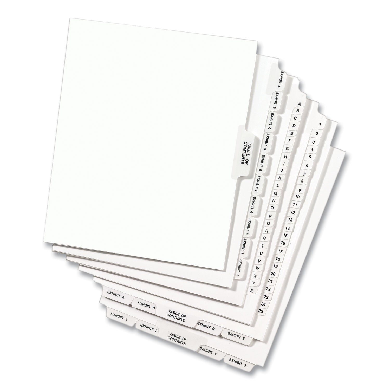 Preprinted Legal Exhibit Side Tab Index Dividers, Avery Style, 26-Tab, J, 11 x 8.5, White, 25/Pack, (1410) - 