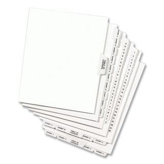 Preprinted Legal Exhibit Side Tab Index Dividers, Avery Style, 10-Tab, 75, 11 x 8.5, White, 25/Pack, (1075) - 
