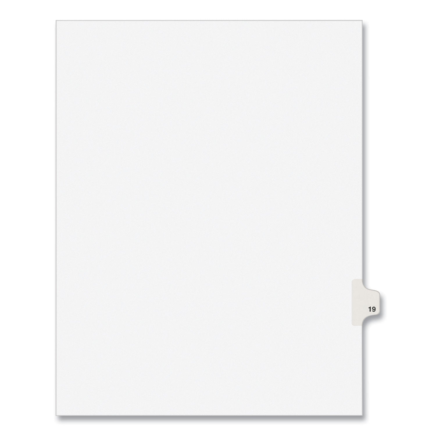 Preprinted Legal Exhibit Side Tab Index Dividers, Avery Style, 10-Tab, 19, 11 x 8.5, White, 25/Pack, (1019) - 