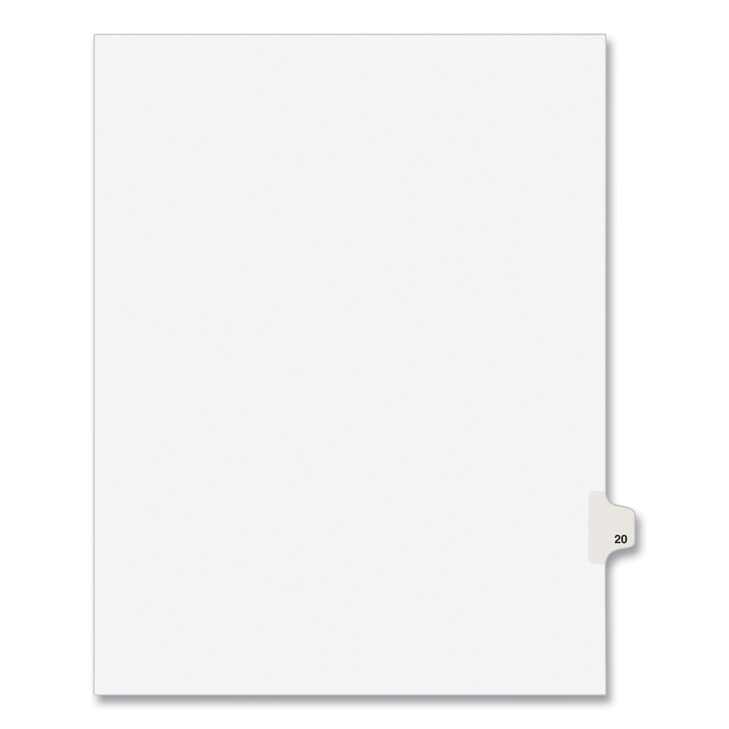 Preprinted Legal Exhibit Side Tab Index Dividers, Avery Style, 10-Tab, 20, 11 x 8.5, White, 25/Pack, (1020) - 