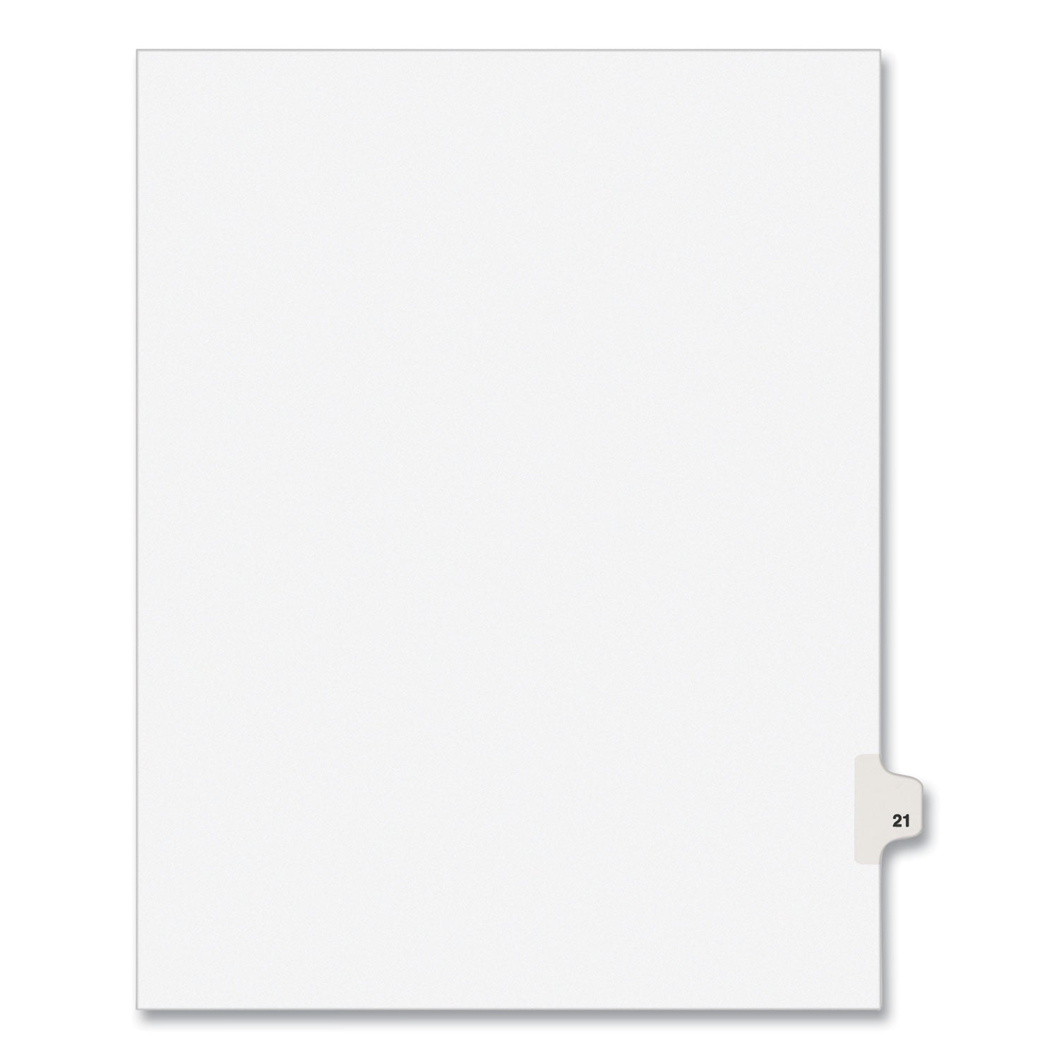 Preprinted Legal Exhibit Side Tab Index Dividers, Avery Style, 10-Tab, 21, 11 x 8.5, White, 25/Pack, (1021) - 