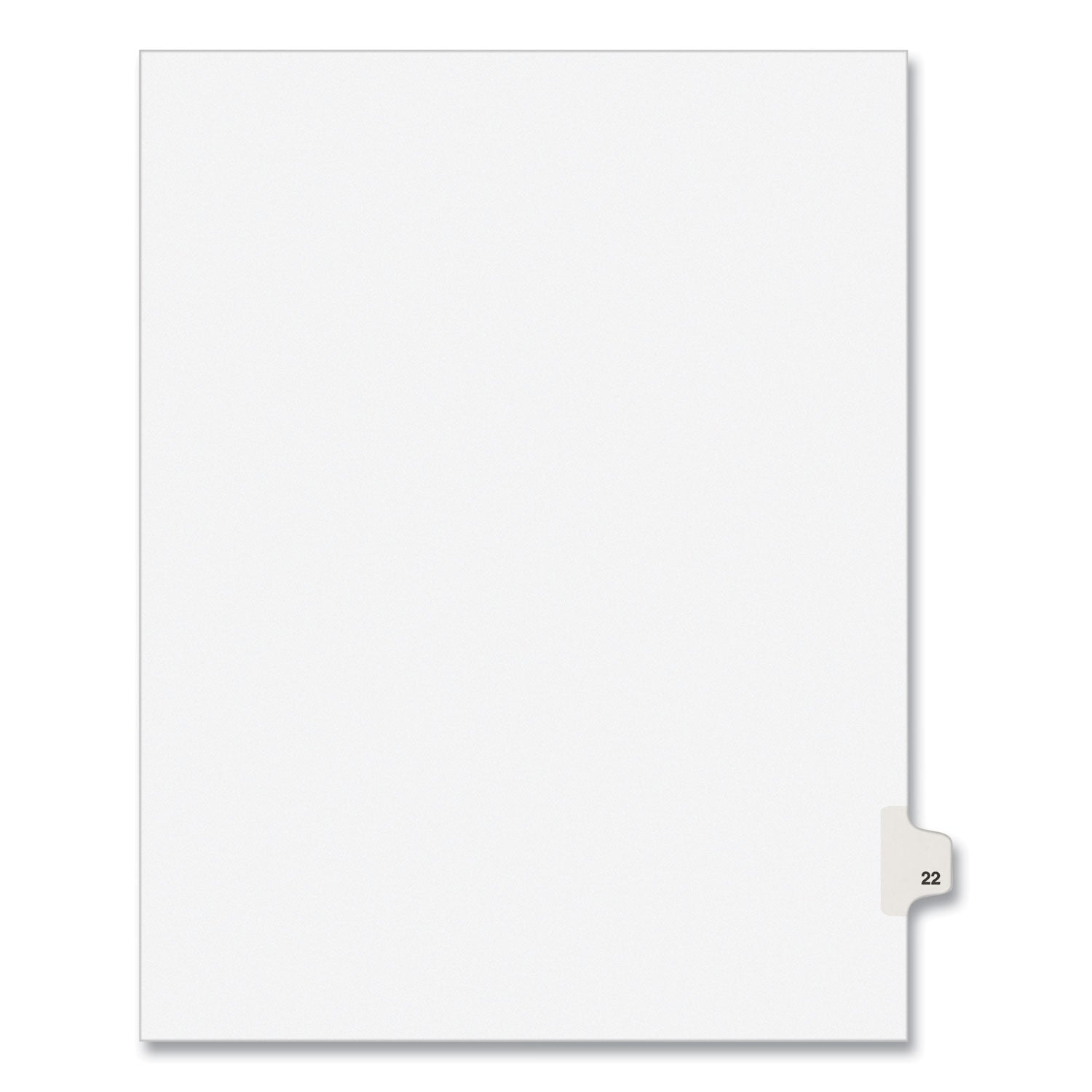 Preprinted Legal Exhibit Side Tab Index Dividers, Avery Style, 10-Tab, 22, 11 x 8.5, White, 25/Pack, (1022) - 