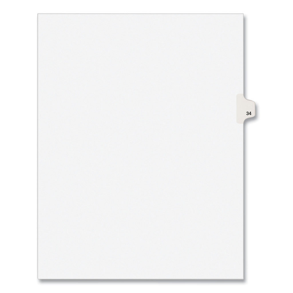 Preprinted Legal Exhibit Side Tab Index Dividers, Avery Style, 10-Tab, 34, 11 x 8.5, White, 25/Pack, (1034) - 