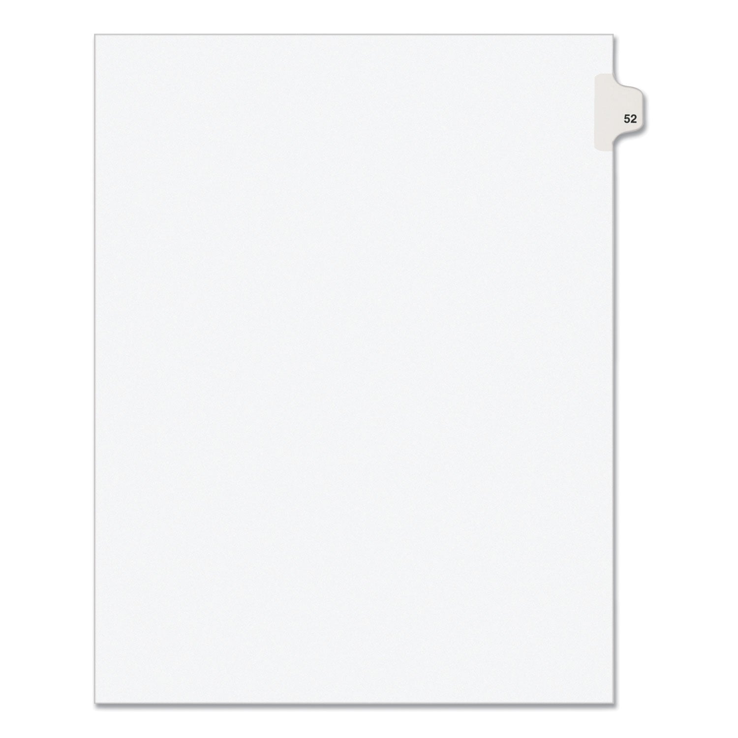 Preprinted Legal Exhibit Side Tab Index Dividers, Avery Style, 10-Tab, 52, 11 x 8.5, White, 25/Pack, (1052) - 