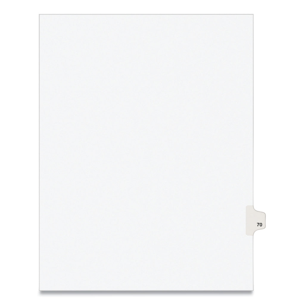 Preprinted Legal Exhibit Side Tab Index Dividers, Avery Style, 10-Tab, 70, 11 x 8.5, White, 25/Pack, (1070)