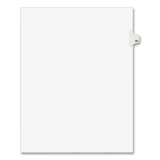 Preprinted Legal Exhibit Side Tab Index Dividers, Avery Style, 10-Tab, 80, 11 x 8.5, White, 25/Pack, (1080) - 
