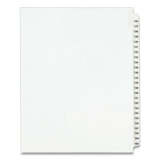 Preprinted Legal Exhibit Side Tab Index Dividers, Avery Style, 25-Tab, 126 to 150, 11 x 8.5, White, 1 Set, (1335)