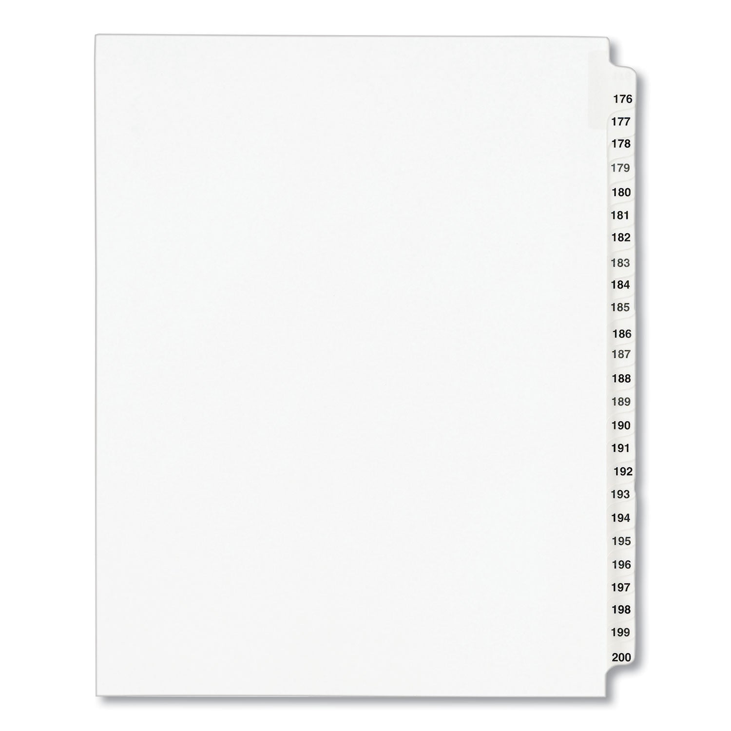 Preprinted Legal Exhibit Side Tab Index Dividers, Avery Style, 25-Tab, 176 to 200, 11 x 8.5, White, 1 Set, (1337) - 