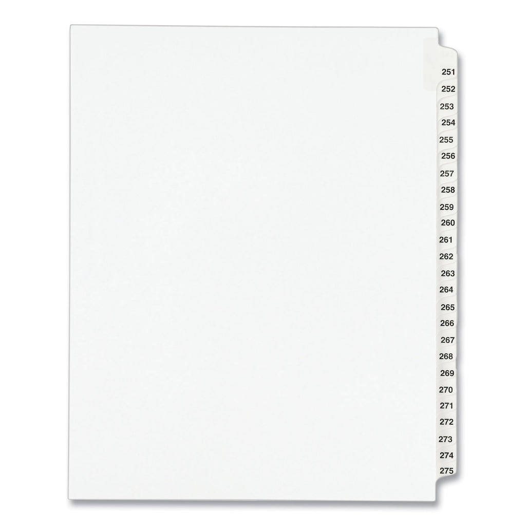 Preprinted Legal Exhibit Side Tab Index Dividers, Avery Style, 25-Tab, 251 to 275, 11 x 8.5, White, 1 Set, (1340) - 