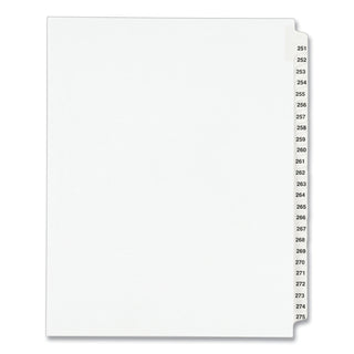 Preprinted Legal Exhibit Side Tab Index Dividers, Avery Style, 25-Tab, 251 to 275, 11 x 8.5, White, 1 Set, (1340) - 