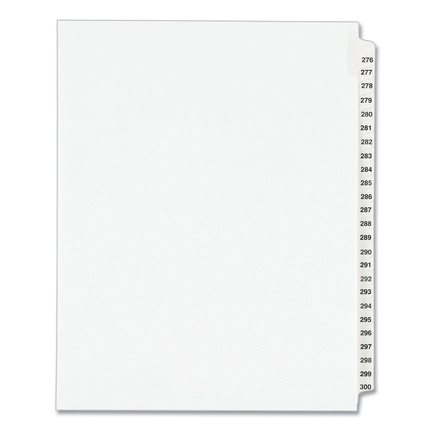 Preprinted Legal Exhibit Side Tab Index Dividers, Avery Style, 25-Tab, 276 to 300, 11 x 8.5, White, 1 Set, (1341) - 