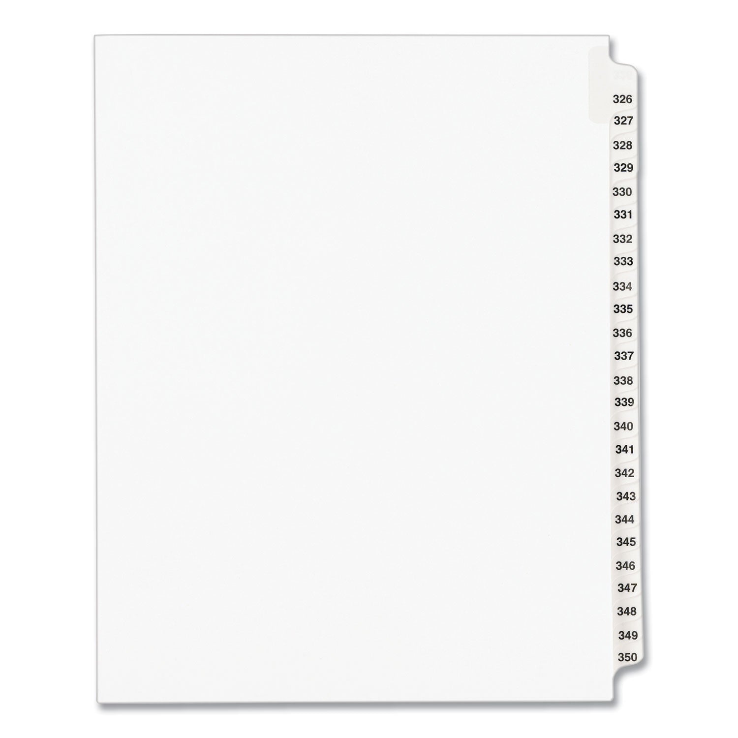 Preprinted Legal Exhibit Side Tab Index Dividers, Avery Style, 25-Tab, 326 to 350, 11 x 8.5, White, 1 Set, (1343) - 