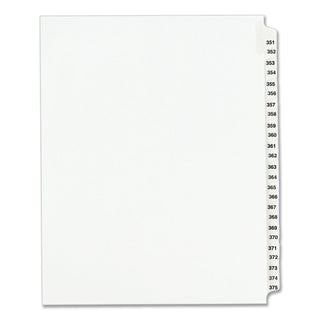 Preprinted Legal Exhibit Side Tab Index Dividers, Avery Style, 25-Tab, 351 to 375, 11 x 8.5, White, 1 Set, (1344) - 