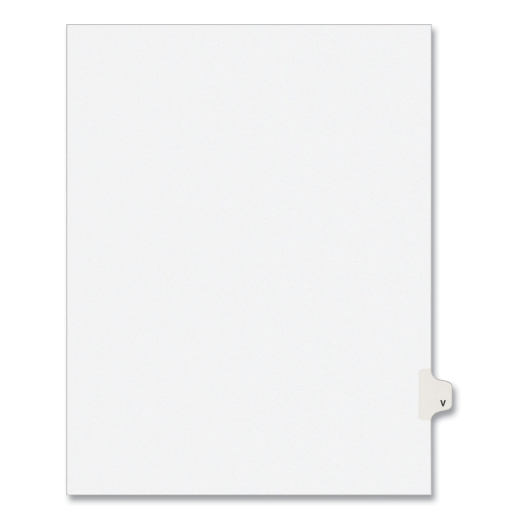 Preprinted Legal Exhibit Side Tab Index Dividers, Avery Style, 26-Tab, V, 11 x 8.5, White, 25/Pack, (1422)