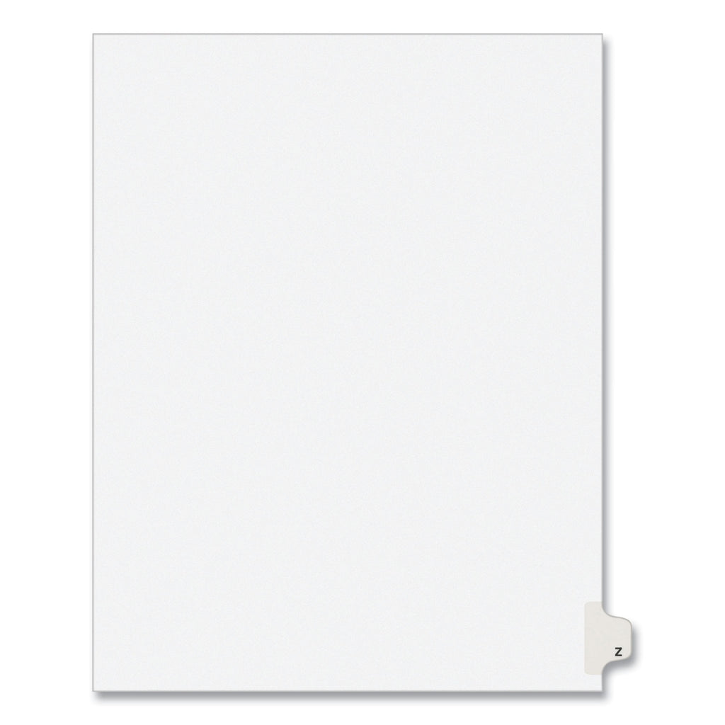 Preprinted Legal Exhibit Side Tab Index Dividers, Avery Style, 26-Tab, Z, 11 x 8.5, White, 25/Pack, (1426)