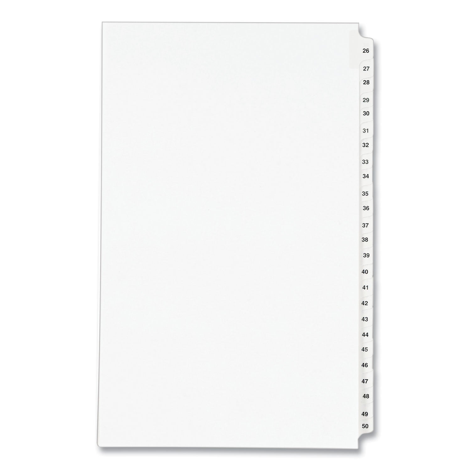 Preprinted Legal Exhibit Side Tab Index Dividers, Avery Style, 25-Tab, 26 to 50, 14 x 8.5, White, 1 Set, (1431) - 