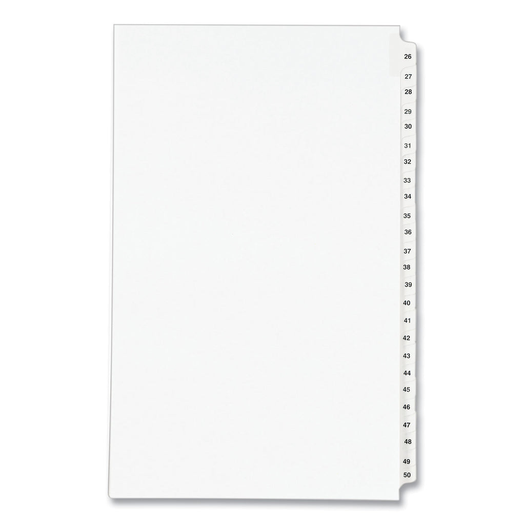 Preprinted Legal Exhibit Side Tab Index Dividers, Avery Style, 25-Tab, 26 to 50, 14 x 8.5, White, 1 Set, (1431)