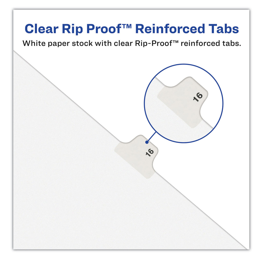 Preprinted Legal Exhibit Side Tab Index Dividers, Avery Style, 10-Tab, 75, 11 x 8.5, White, 25/Pack, (1075) - 