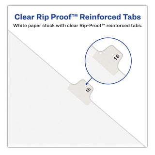 Preprinted Legal Exhibit Side Tab Index Dividers, Avery Style, 10-Tab, 75, 11 x 8.5, White, 25/Pack, (1075) - 