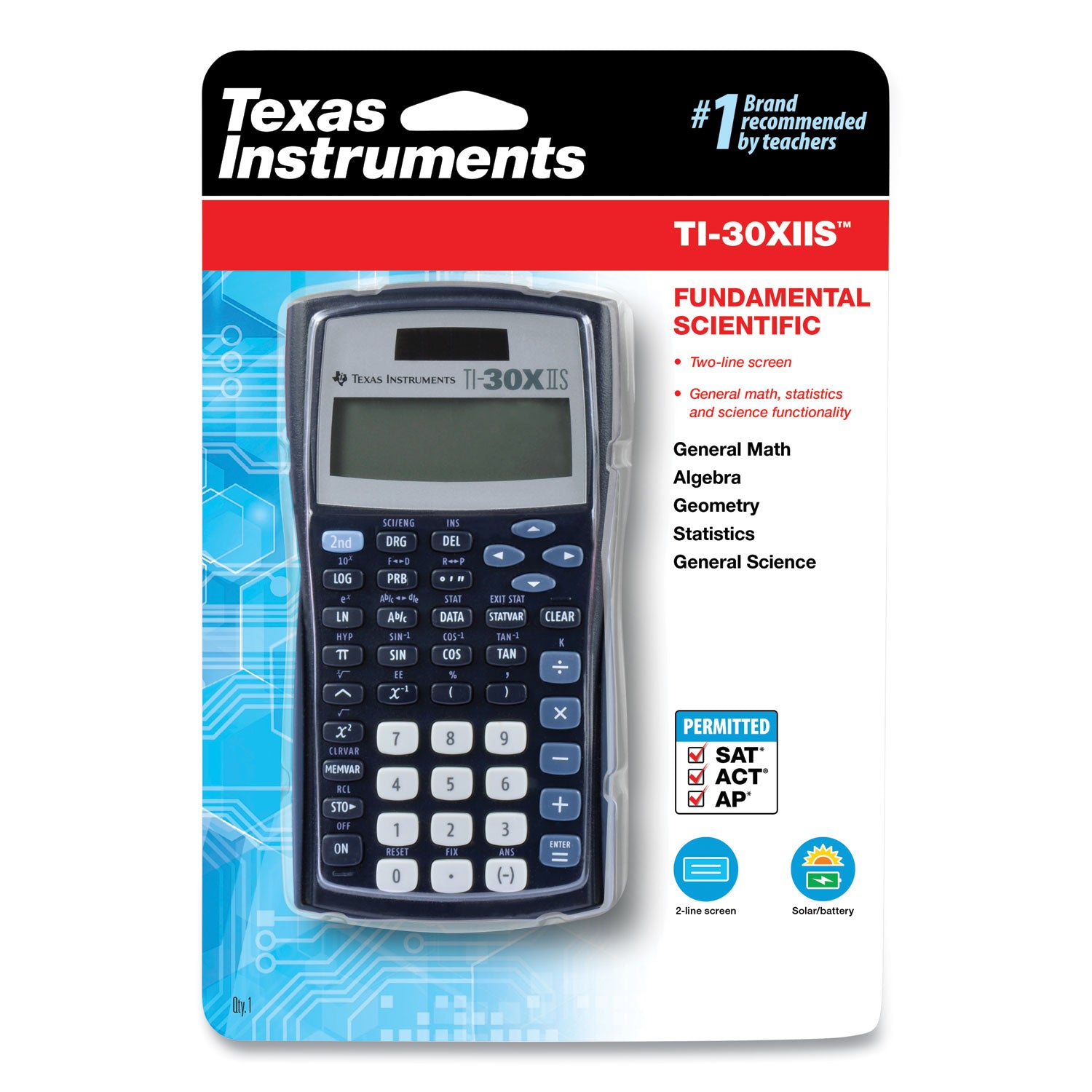 TI-30X IIS Scientific Calculator, 10-Digit LCD, Black