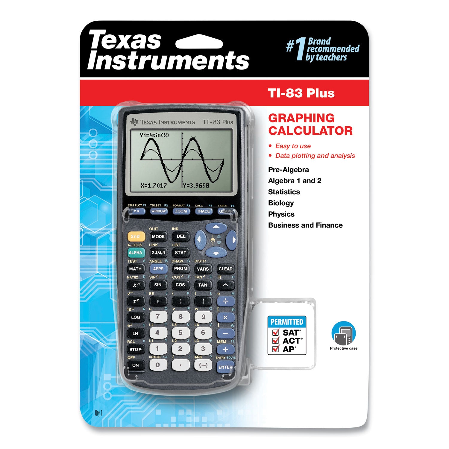 TI-83Plus Programmable Graphing Calculator, 10-Digit LCD - 