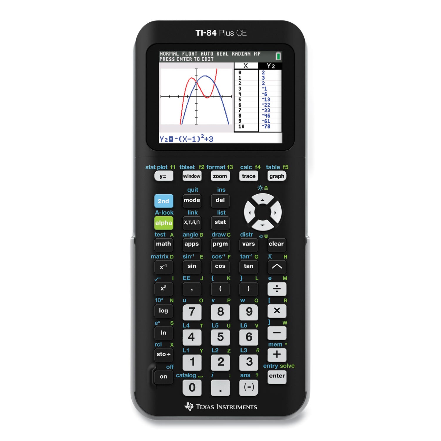 TI-84 Plus CE Programmable Color Graphing Calculator, 10-Digit LCD, Black - 