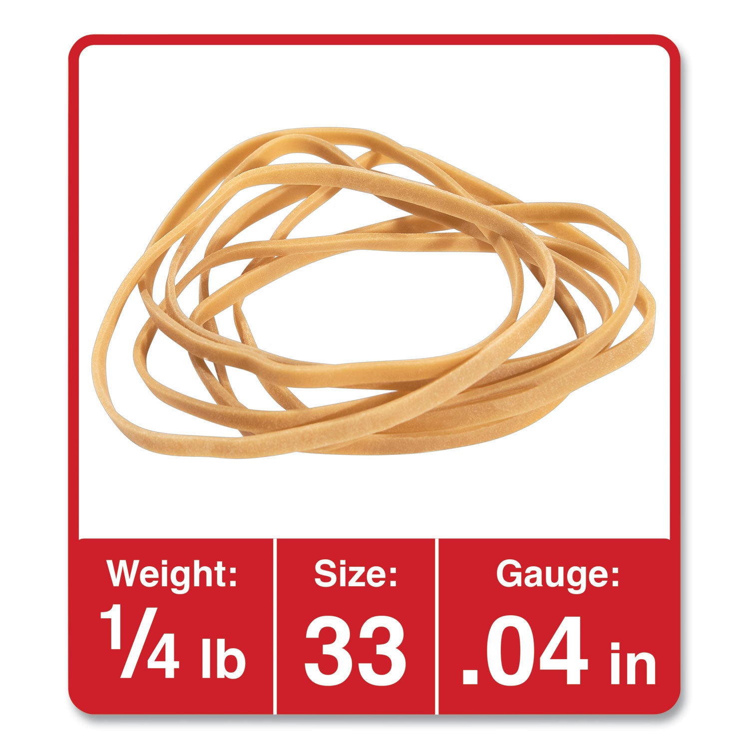 Rubber Bands, Size 33, 0.04" Gauge, Beige, 4 oz Box, 160/Pack - 