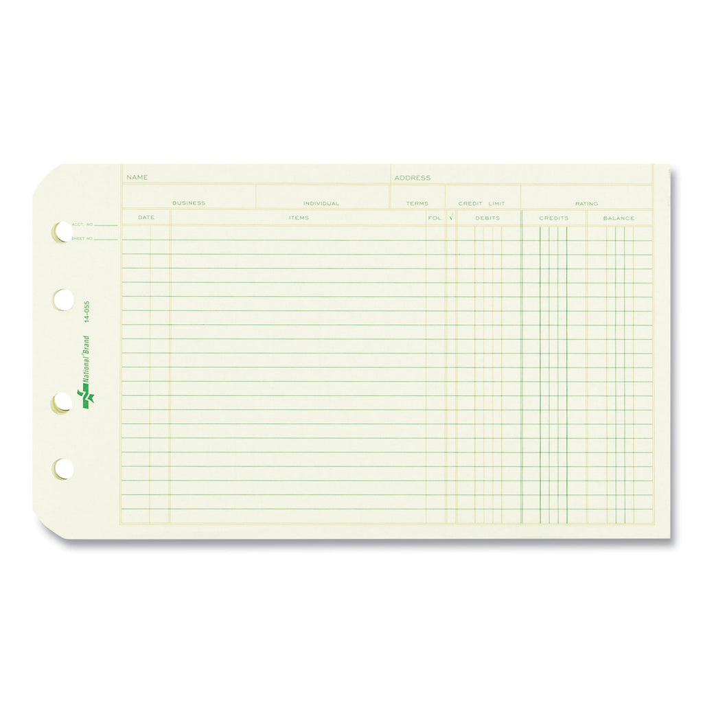 Four-Ring Binder Refill Sheets, 5 x 8.5, Green, 100/Pack - 