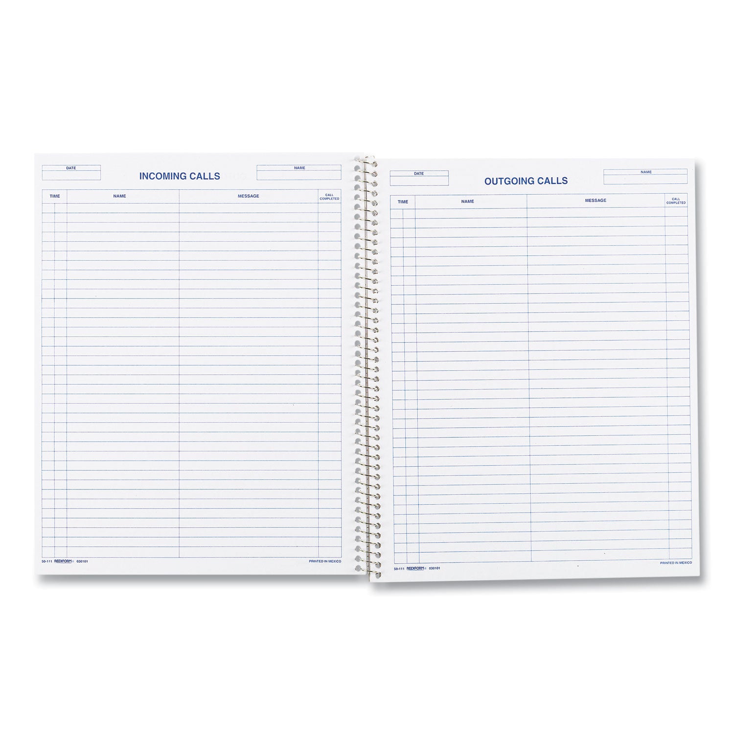Wirebound Call Register, One-Part (No Copies), 11 x 8.5, 100 Forms Total - 