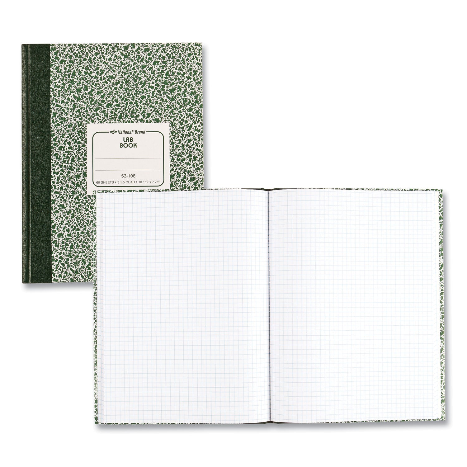 Composition Lab Notebook, Quadrille Rule, Green Cover, (60) 10.13 x 7.88 Sheets - 