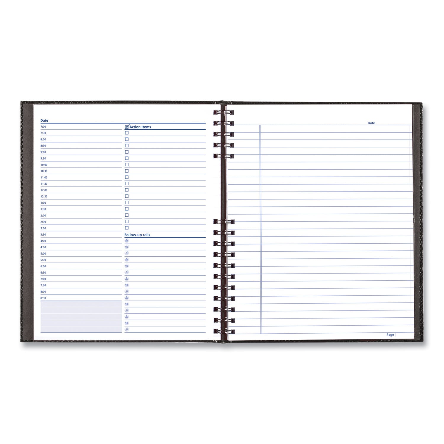 NotePro Undated Daily Planner, 10.75 x 8.5, Black Cover, Undated