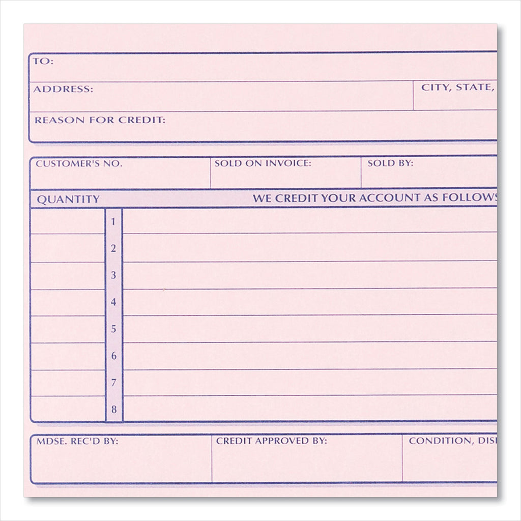 Credit Memo Book, Three-Part Carbonless, 5.5 x 7.88, 50 Forms Total - 