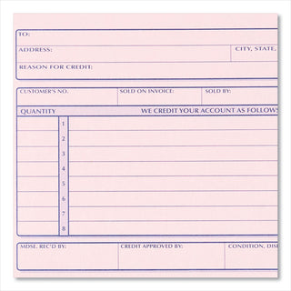 Credit Memo Book, Three-Part Carbonless, 5.5 x 7.88, 50 Forms Total - 