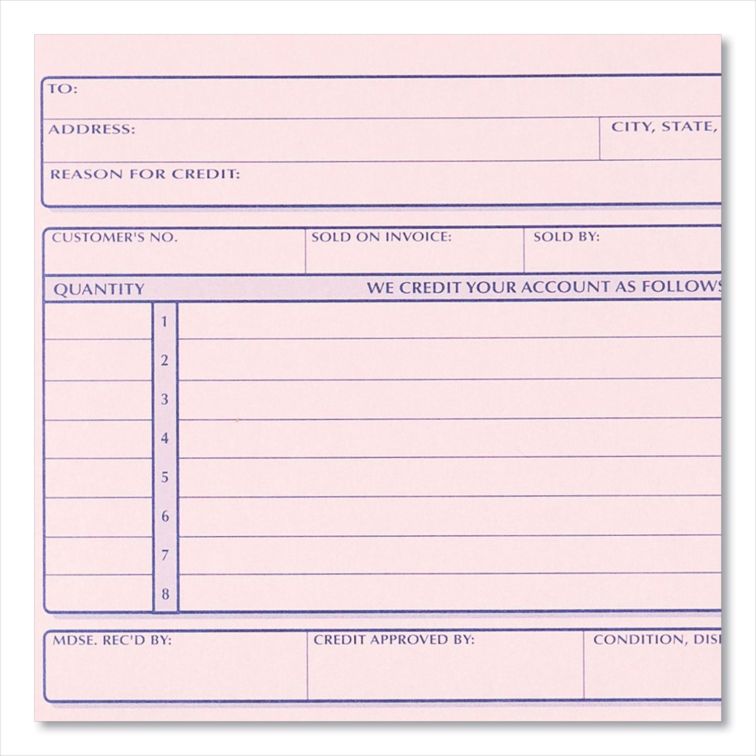 Credit Memo Book, Three-Part Carbonless, 5.5 x 7.88, 50 Forms Total - 