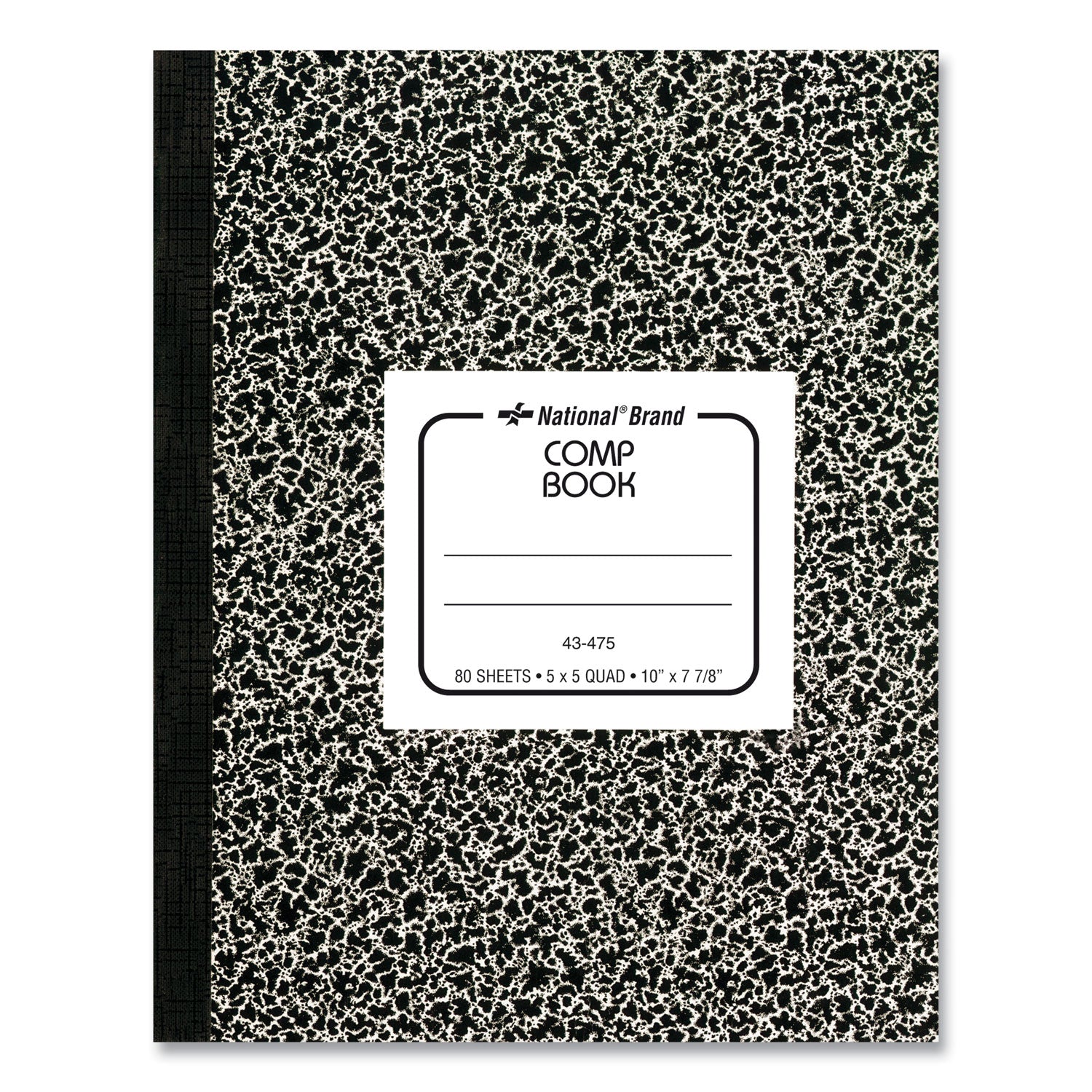 Composition Book, Quadrille Rule (5 sq/in), Black Marble Cover, (80) 10 x 7.88 Sheets - 