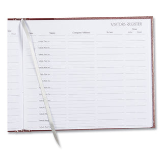 Hardcover Visitor Register Book, Burgundy Cover, 9.78 x 8.5 Sheets, 128 Sheets/Book