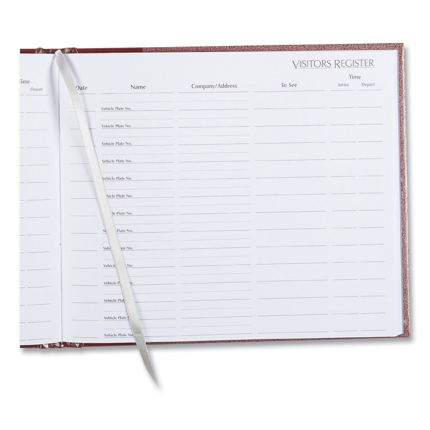 Hardcover Visitor Register Book, Burgundy Cover, 9.78 x 8.5 Sheets, 128 Sheets/Book