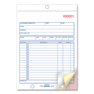 Sales Book, 15 Lines, Three-Part Carbonless, 5.5 x 7.88, 50 Forms Total - 