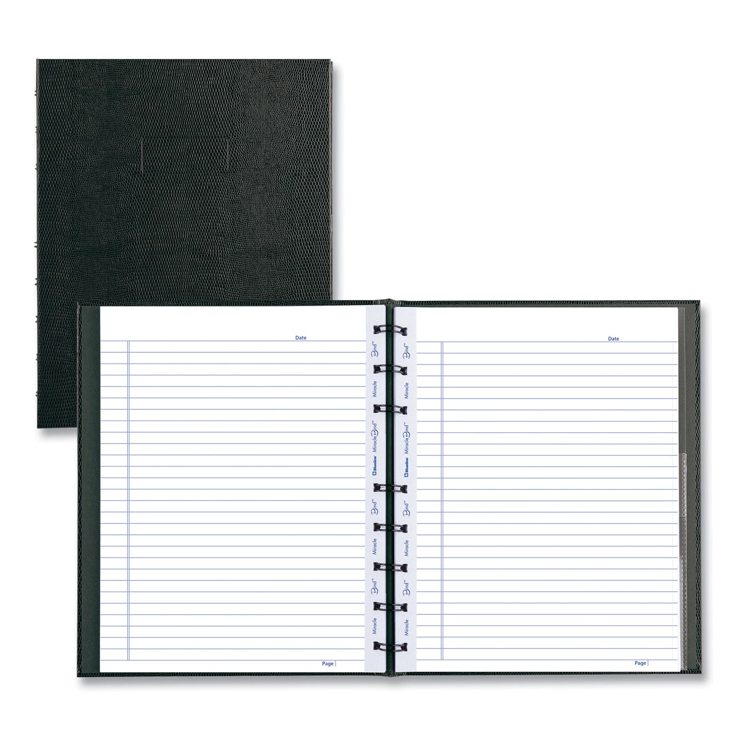 MiracleBind Notebook, 1-Subject, Medium/College Rule, Black Cover, (75) 9.25 x 7.25 Sheets - 