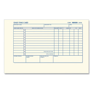 Daily Employee Time Cards, Two Sides, 4.25 x 7, 100/Pad