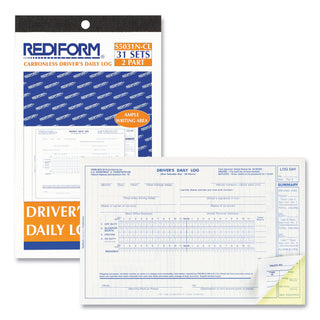 Driver's Daily Log Book, Two-Part Carbonless, 8.75 x 5.38, 31 Forms Total - 
