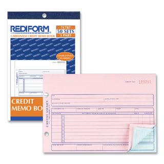 Credit Memo Book, Three-Part Carbonless, 5.5 x 7.88, 50 Forms Total