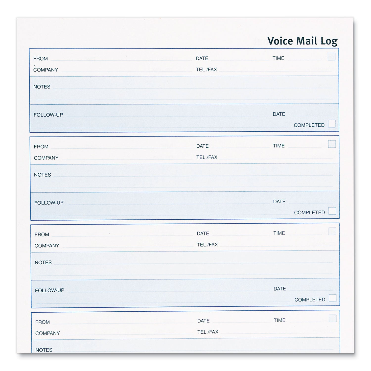 Follow-up Wirebound Voice Mail Log Book, One-Part (No Copies), 7.5 x 2, 5 Forms/Sheet, 500 Forms Total - 